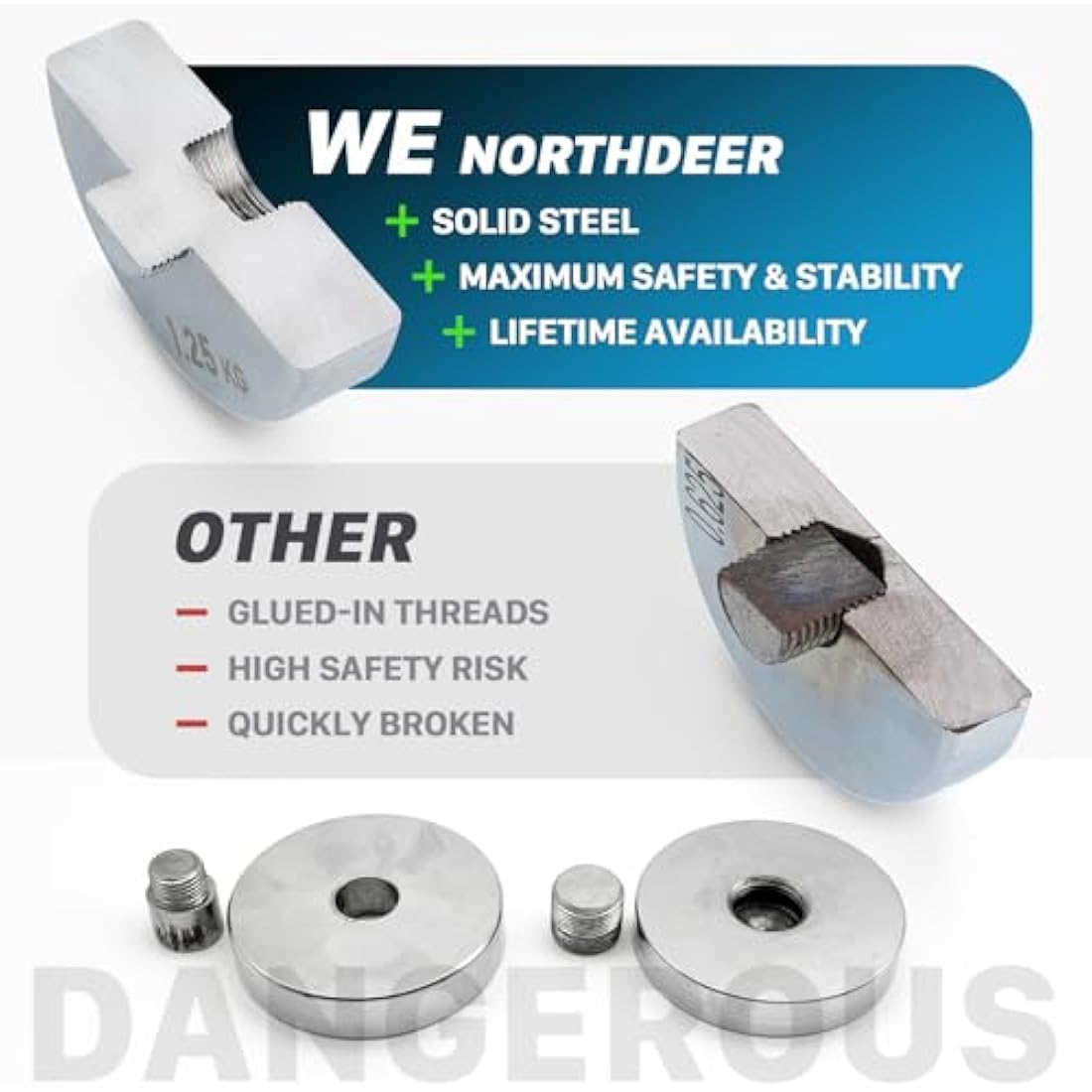 Northdeer Steel Dumbbells Ultracompact Adjustable 2.5kg 5kg 7.5kg 10kg 15kg 25kg Chrome Dumbbell with Foam Handles Home Gym Workout (Choice of Size)