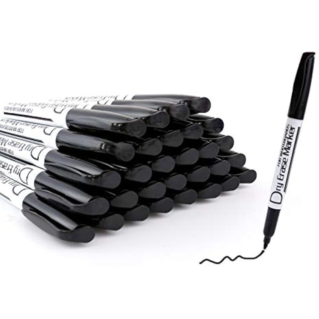 Volcanics Black Whiteboard Pens Dry Erase Marker with Low Odour Fine Tip Pack of 30