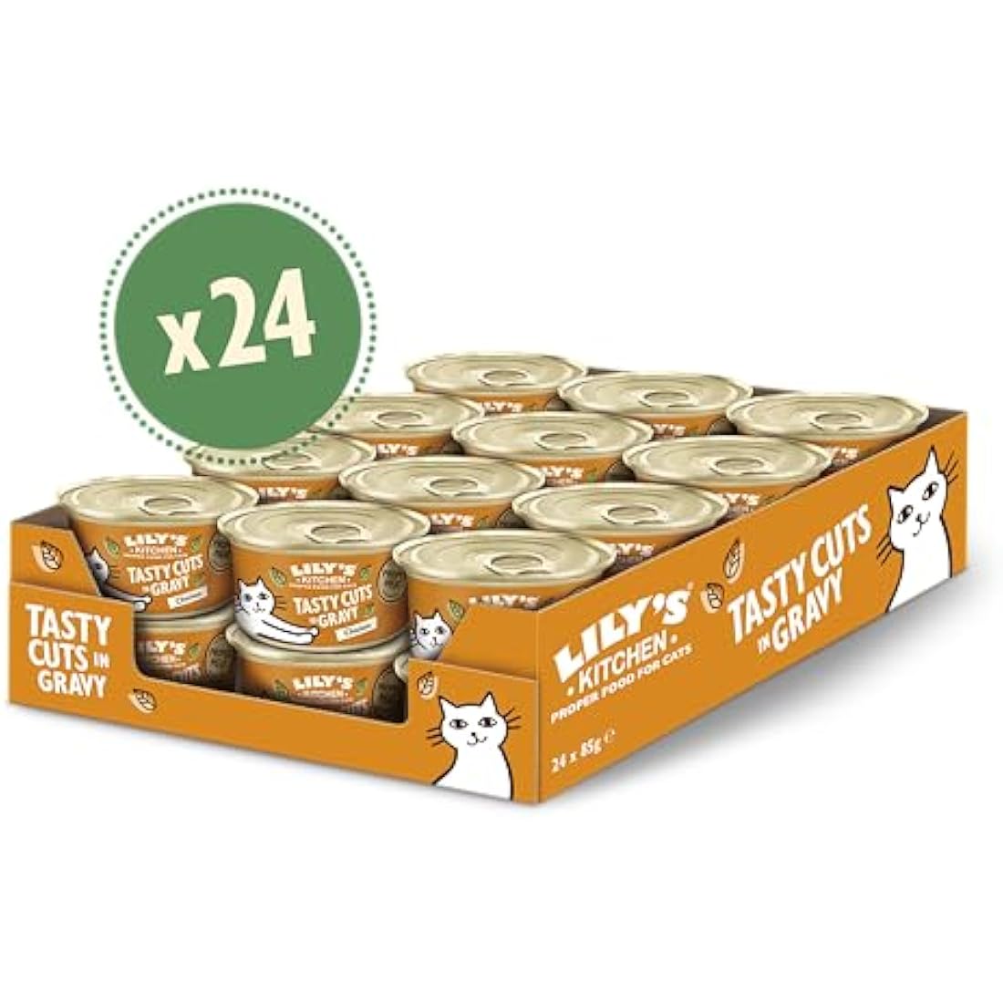Lily's Kitchen Natural Adult Wet Cat Food Tin Chicken Tasty Cuts in Gravy Grain-Free Recipe 24 x 85g