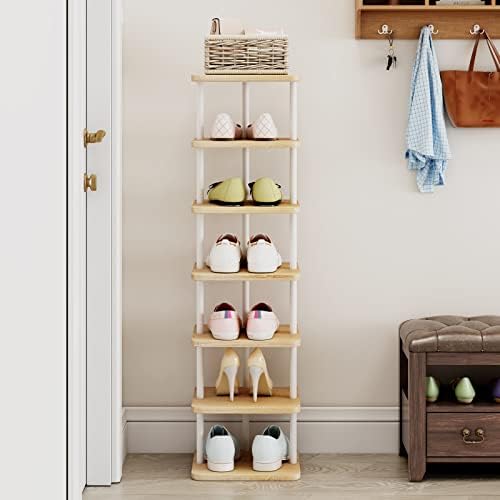 Dazioter Vertical Shoe Rack Storage Narrow Shoe Organizer Shelf 7 Tier