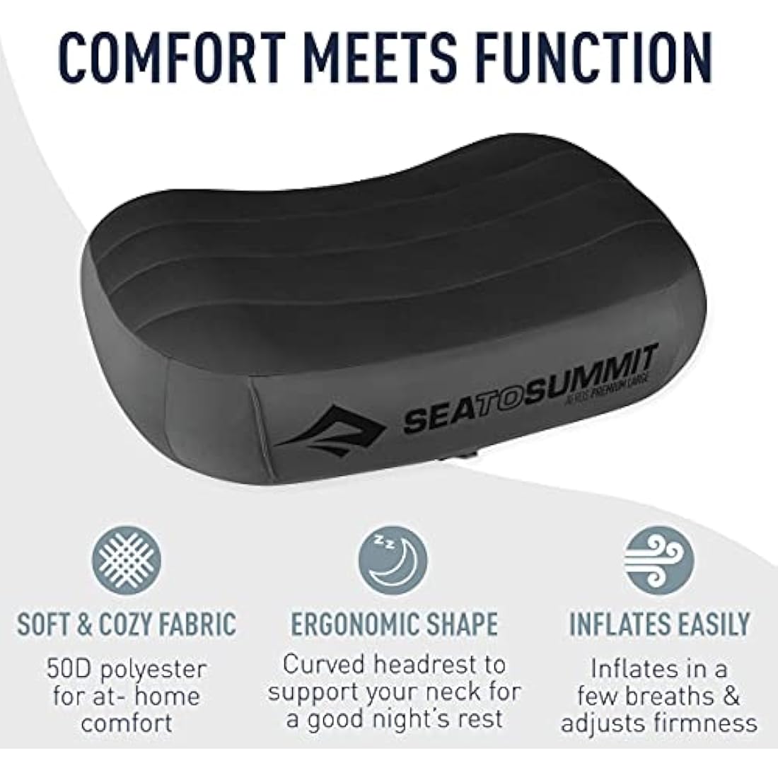 Sea to Summit - Aeros Premium Pillow R - Inflatable Travel Pillow - Soft & Comfy Brushed 50D Polyester - Lock System - Ultra-Sil Stuff Sack - For Backpacking - 34 x 24 x 11cm - Lime Green - 79g