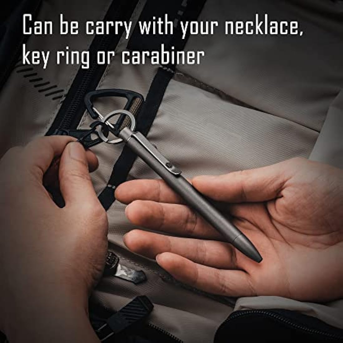 KeyUnity KP01 Ballpoint Pen with Clip, Personalised EDC Pocket Pen Made of Titanium Alloy, Retractable Metal Pen for Daily Use, Sandblasted Finish