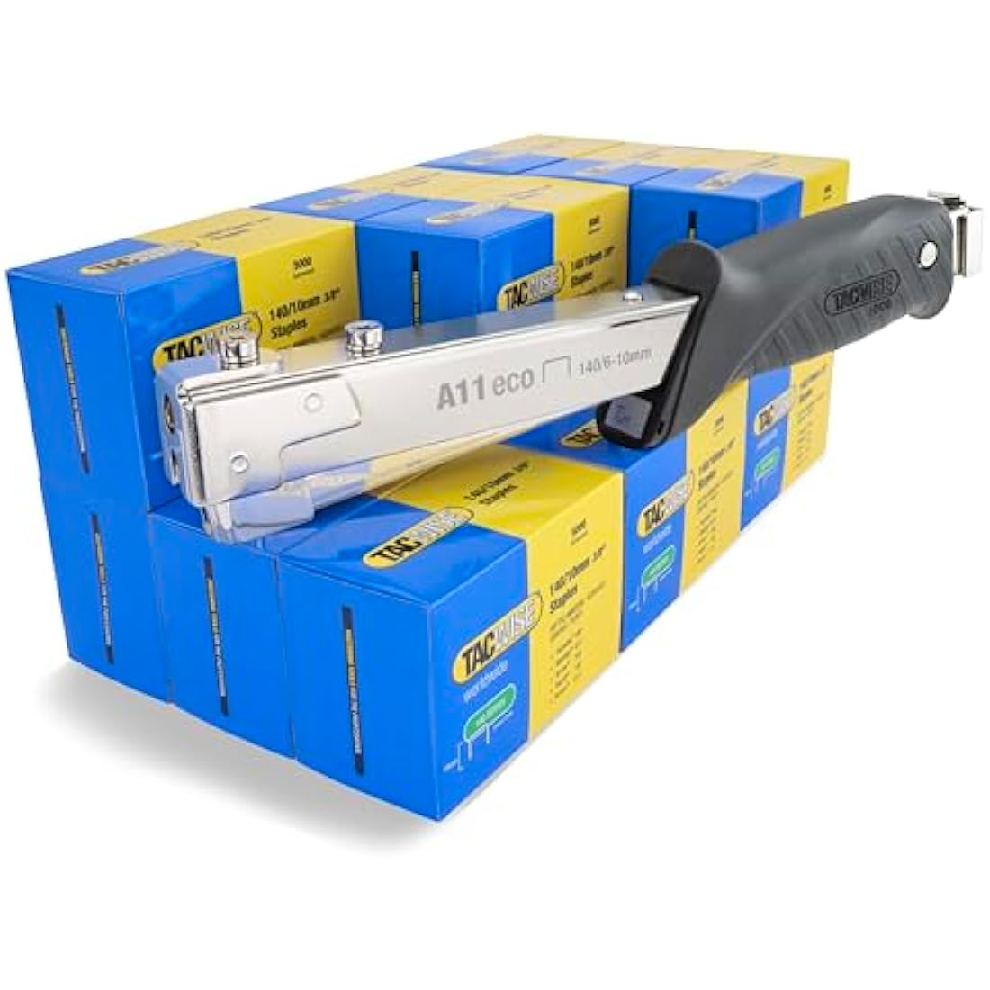 Tacwise 1185 A11 Hammer Tacker with 75,000 140/10mm Staples, Uses Type 140 / 6 - 10 mm Staples, Silver / Black
