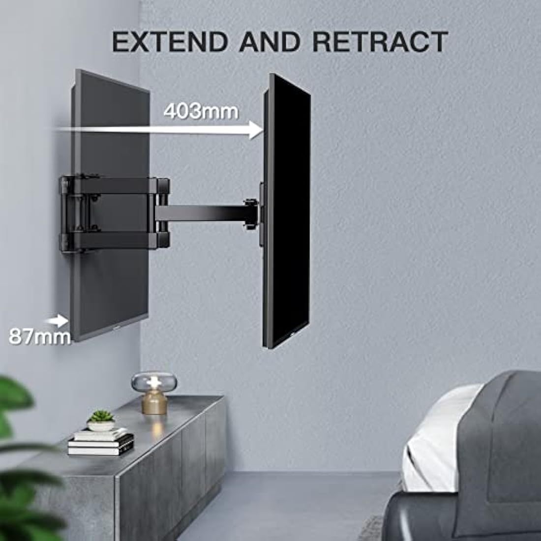 PERLESMITH TV Wall Bracket, Swivel Tilt for 26-70 Inch Flat & Curved TVs up to 45kg, Sturdy Wall Mount Max. VESA 400x400mm
