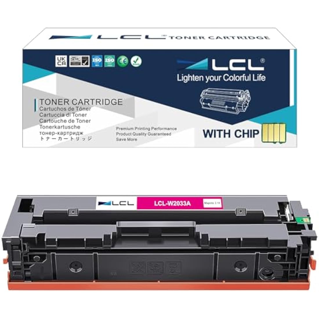 LCL Compatible Toner Cartridge 415A W2033A (With OEM CHIP) (1PK Magenta) Replacement for HP COLOR LASERJET PRO M454 M454DW M454NW M454DN M479 M479FDN M479FNW M479DW M479FDW MFP M480f MFP M455dn