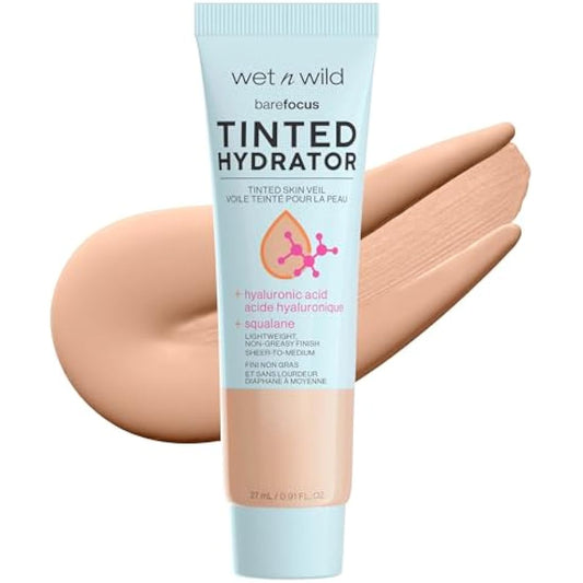 Wet n Wild, Bare Focus Tinted Hydrator, Tinted Moisturiser with Hyaluronic Acid, Lightweight Formula with Semi-Matte Finish for Oily Skin, Light to Medium Coverage, Light