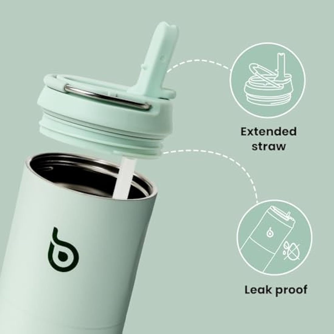 Bottle Bottle Stainless Steel Water Bottle 700ml with Straw and Lid Sports Insulated Metal Water Bottles with Handle(Light Green)