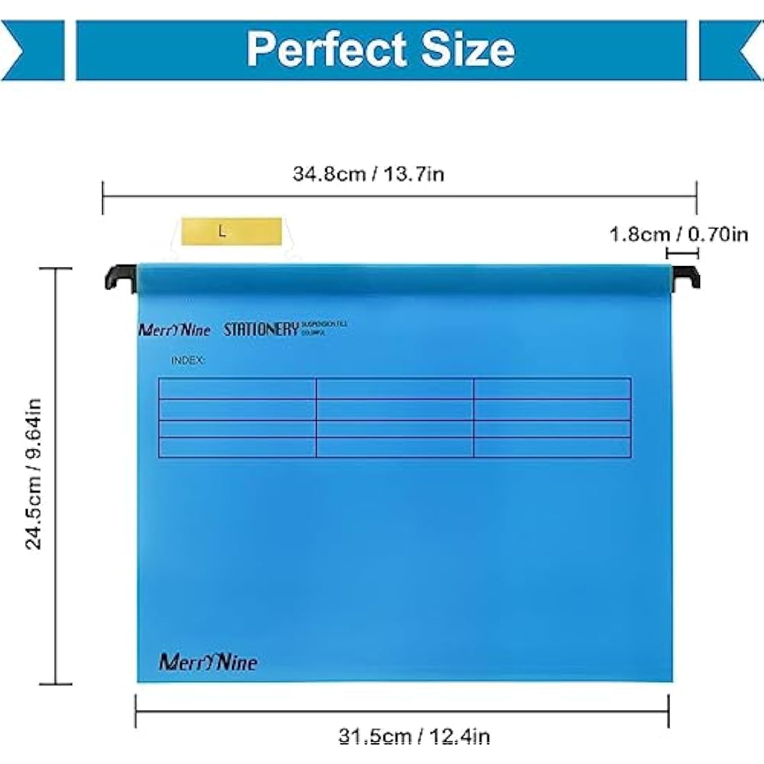 Suspension Files, MerryNine 15PCS Polypropylene Filing Cabinet Suspension Files with Tabs and Card Inserts for School Home Work Office Organization **Check Size Before Ordering ** (Bule, A4)
