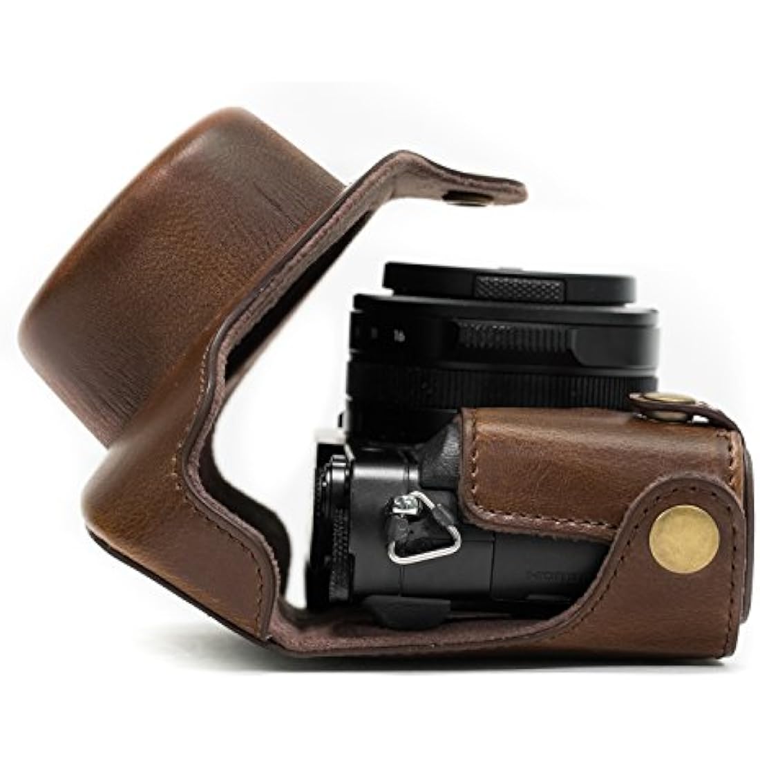 MegaGear MG662 "Ever Ready" Protective Leather Case Bag for Panasonic Lumix LX100/DMC-LX100 Camera - Dark Brown