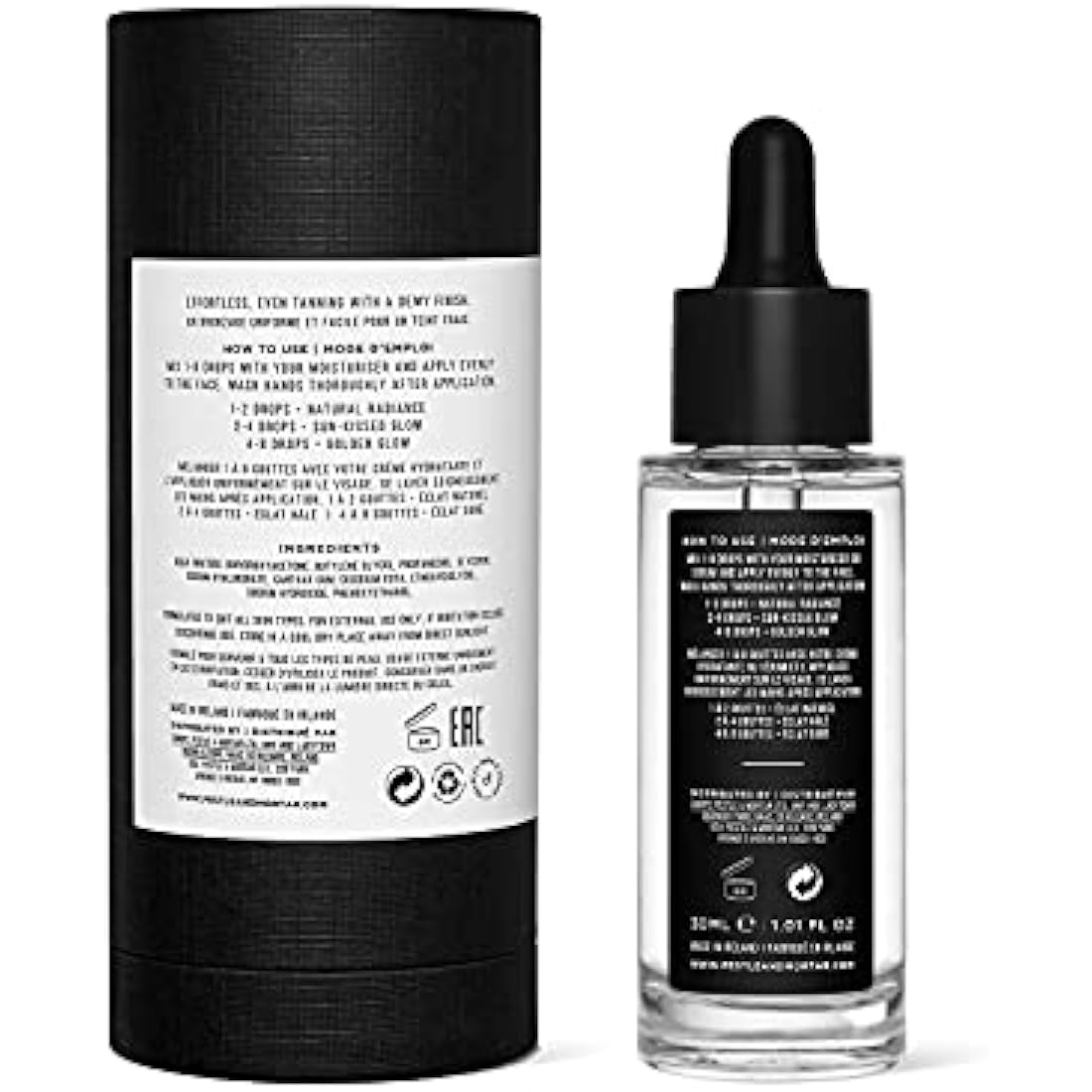 Pestle & Mortar Glow Drops Fake Tan- Self Tan Drops with Hyaluronic Acid, Customisable Face Tan, Non Comedogenic, Cruelty Free & Vegan 30ml