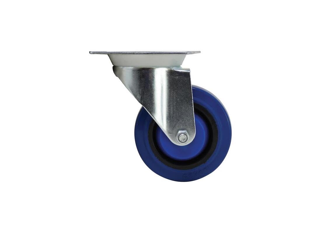Shepherd Hardware 9260 4-Inch Swivel Caster, Elastic Blue Rubber, 265-lb Load Capacity