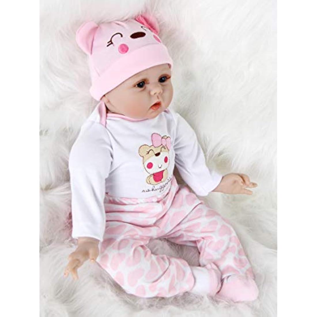 ZIYIUI Reborn Baby Dolls 22 inch 55cm Realistic Soft Vinyl Silicone with Cotton Body Looks Like a Real Newborn Baby Perfect for Cuddling, Playtime, and Giving (Open eyes)