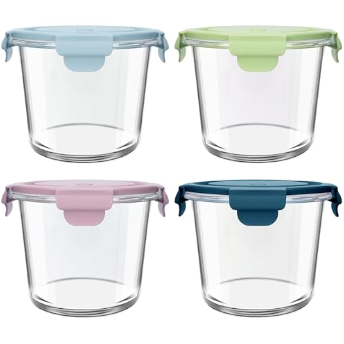 UHAPEER 710ml Glass Container with Lids, Meal Prep Bowls, Round Glass Food Containers, Soup Container to Go, for Soup, Lunch, Salad,Airtight Reusable Bowls, Food Storage Containers,Microwave Safe,4PCS
