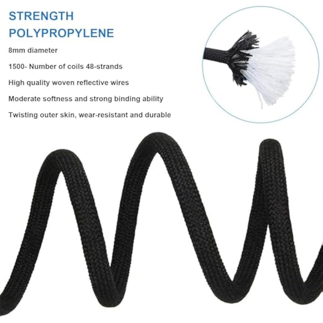 Gangying Climbing Rope 8mm Outdoor Static Rock Climbing Rope 30m High Strength Cord Safety Rope Braid Nylon Rope Escape Rope Fire Rescue Parachute Rope with 2 Carabiner