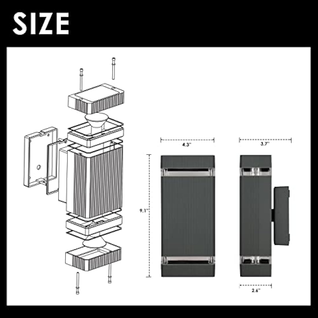 CELAVY Outdoor Wall Lights Mains Powered, Up Down Outside Wall Lights IP65 Waterproof, Porch Light Front Door Lamp Modern Aluminium GU10, External LED Lighting Wall Mounted for House 2 Pack, Grey