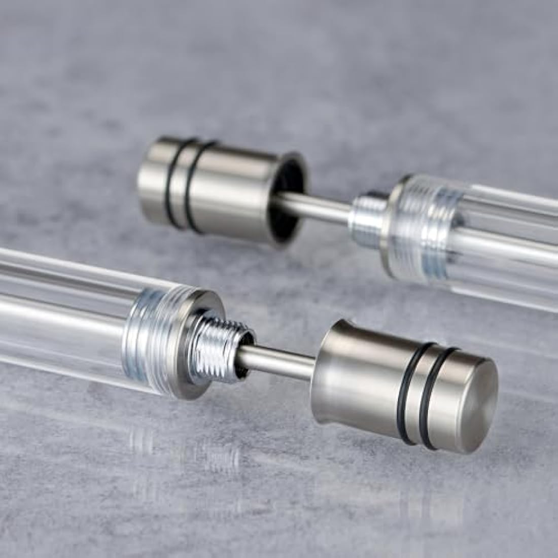 Asvine V200 Titanium Fountain Pen Vacuum Filling, Bock Broad Nib Clear Transparent Acrylic Smooth Writing Pen Case Set