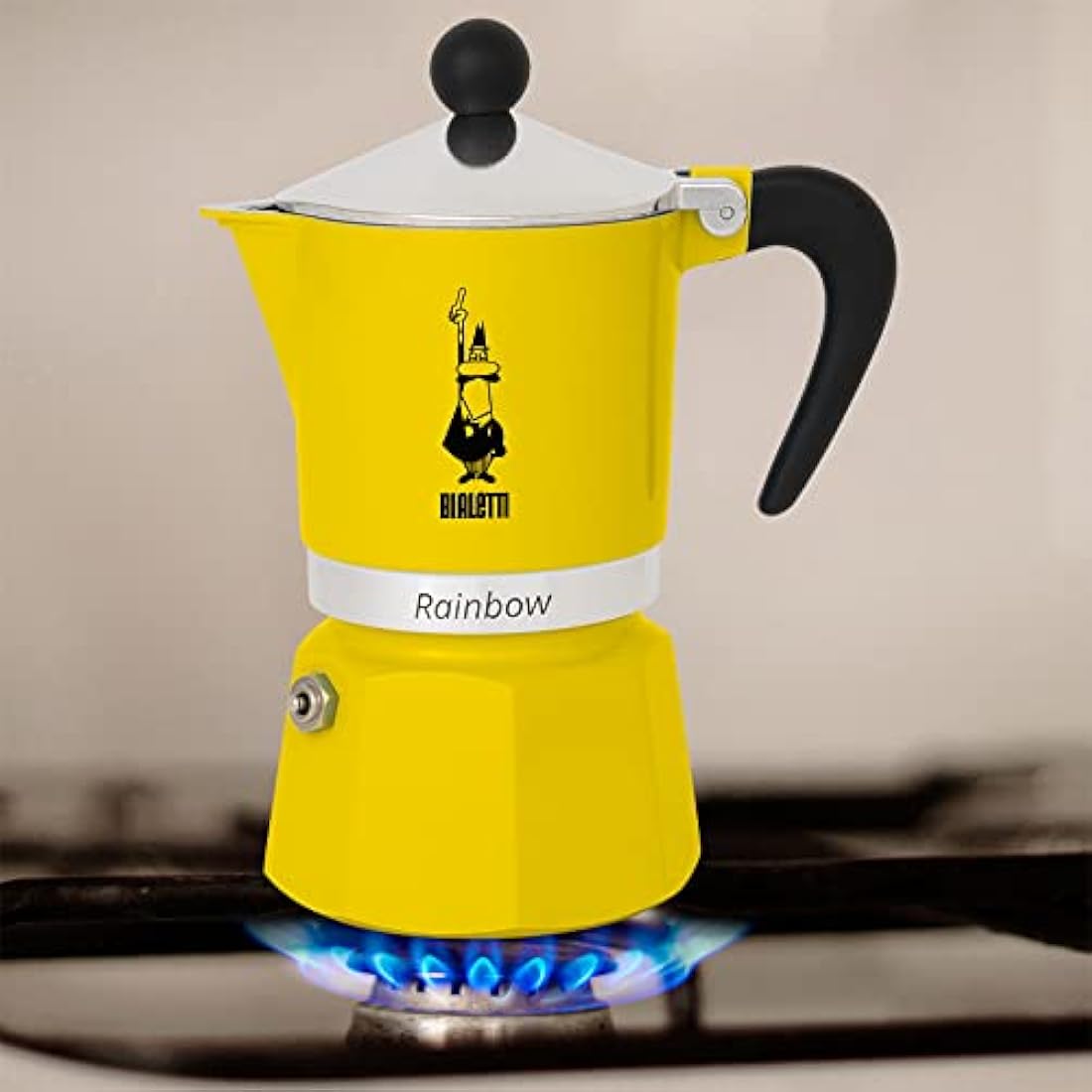 Bialetti Rainbow Caffettiera Colorata, Alluminio, Giallo, 6 Tazze,Yellow,30 x 20 x 15 cm