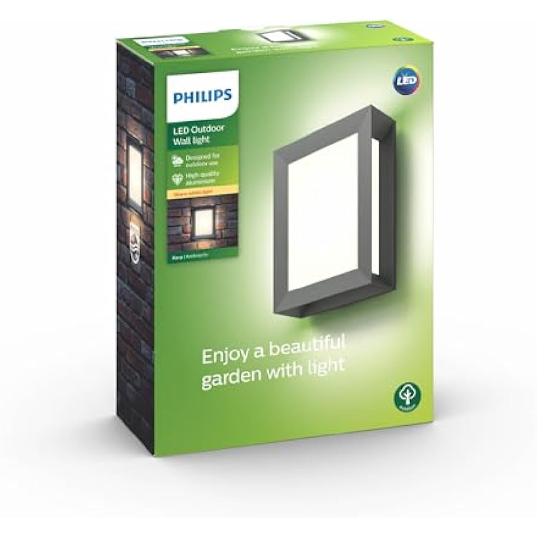Philips LED Karp Outdoor Wall Light [Anthracite Grey - Warm White] 6W For Garden, Patio and Terrace Lighting