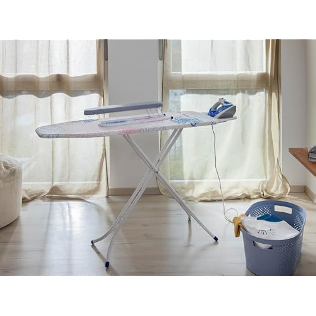 Leifheit 57 cm Extra Long, w 10.5 x h 8.5 cm, Folds Flat, White, Extra Long Sleeve Board, for Perfect Sleeve Ironing