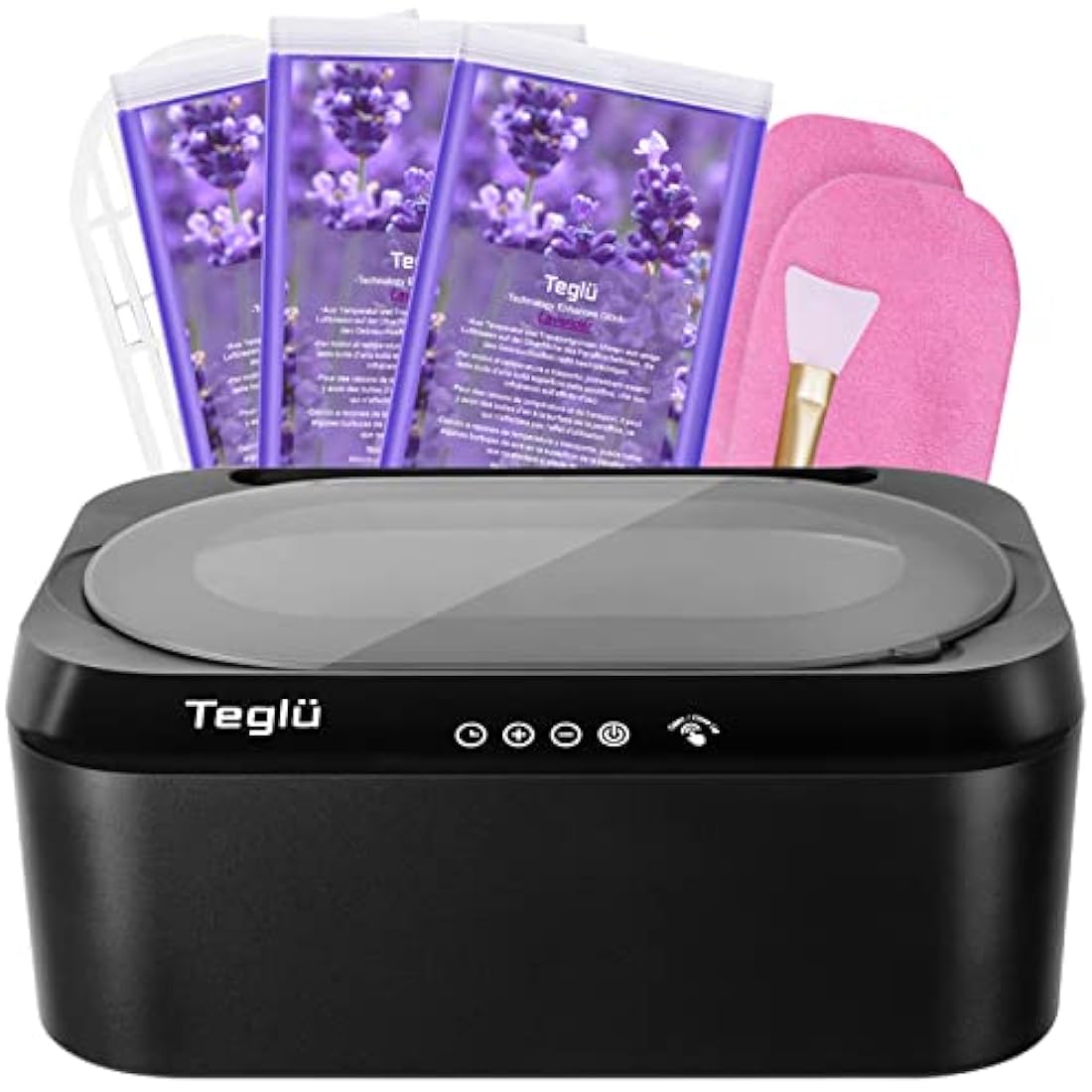 Teglu Updated Paraffin Wax Bath for Hands and Feet 4L with Automatic Lid, Paraffin Wax Machine with 3pcs Paraffin Wax/Glove/Brush for Hand Spa at Home/Salon, 200W, FHC-2222