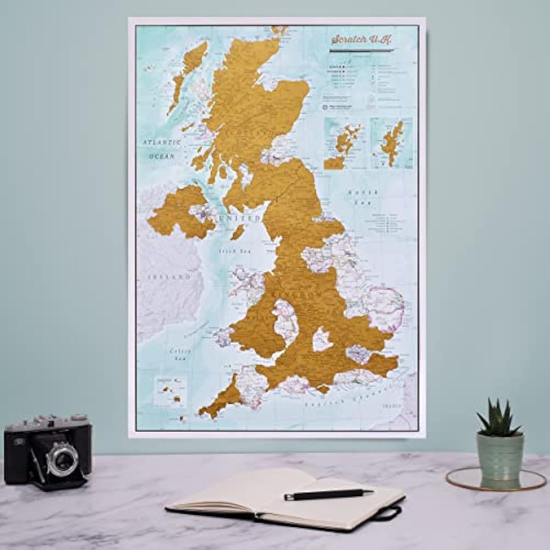 UK Map Poster- United Kingdom Scratch Off Print - Most Detailed Updated 2025 - Camper Van Accessories - Maps International - 59 x 42 cm