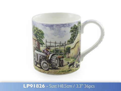 Hive of Activity Tractor & Trailer Fine Art Watercolour China Gift Mug