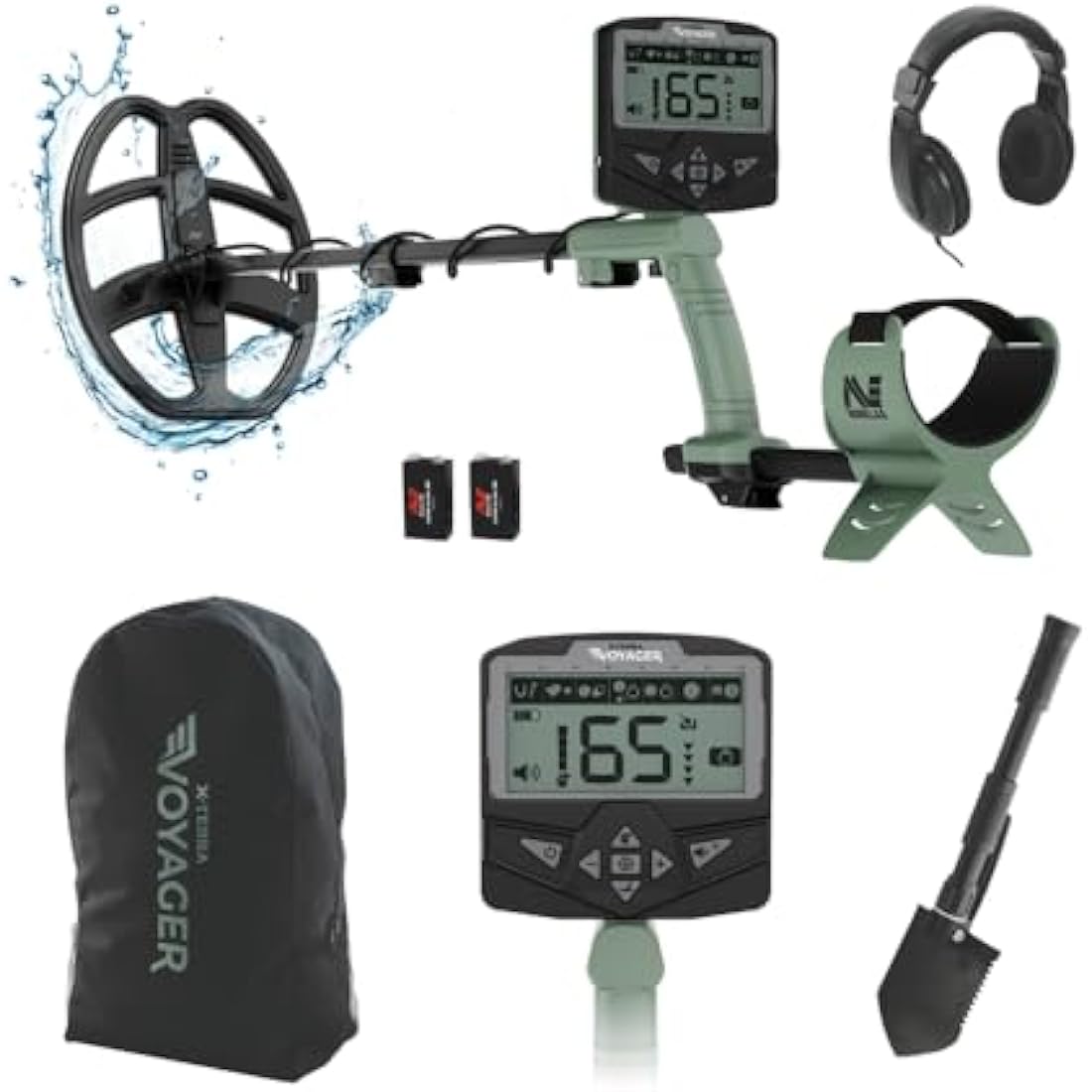 Minelab X-Terra Voyager Professional Metal Detector set for Adults and Children - Pinpoint Mode - Waterproof coil - High Precision - Complete with Headphones, Collapsible Shovel and Carrying Case