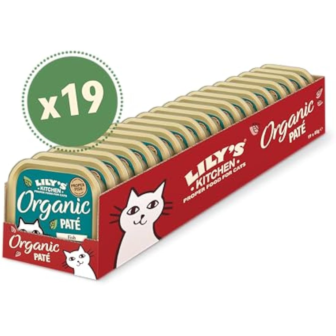 Lily's Kitchen Made with Natural Ingredients Adult Wet Paté Cat Food Tray Organic Fish Grain-free recipe 19 x 85g