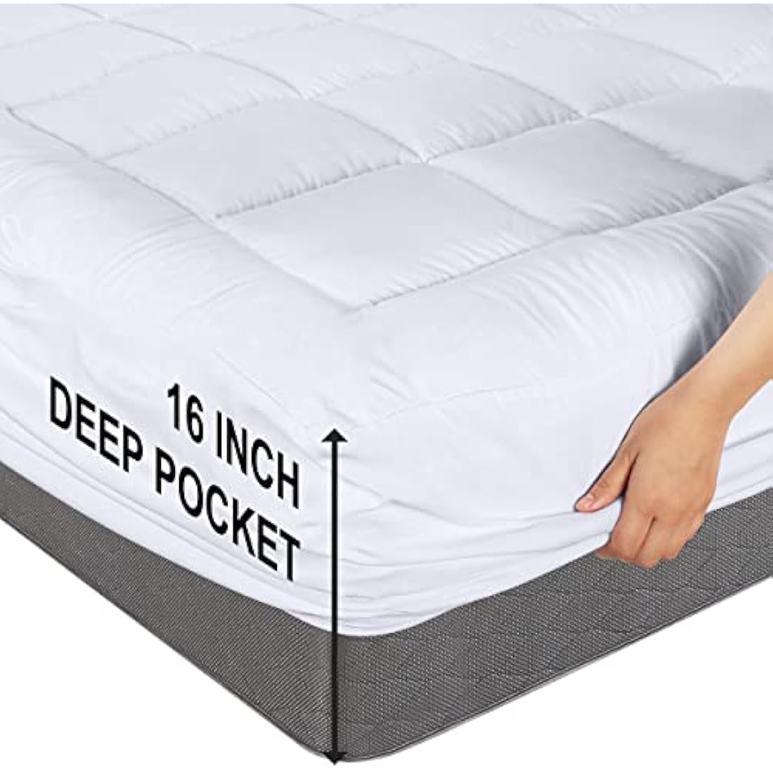 Utopia Bedding Full Mattress Pad, Quilted Fitted Premium Mattress Protector, Deep Pocket Mattress Cover Stretches up to 16 Inches, Fluffy Pillow Top Mattress Topper (54x75 Inches, White)