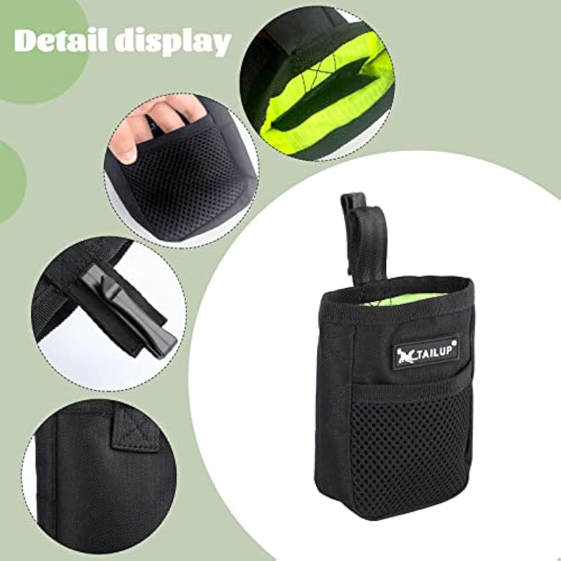 Lanjue 2 Pieces Small Dog Treat Bags, Black and Camouflage Color Dog Treat Pouch with Waist Belt Clip 600D Oxford Cloth Dog Walking Bag Treat Pouch for Dog Training