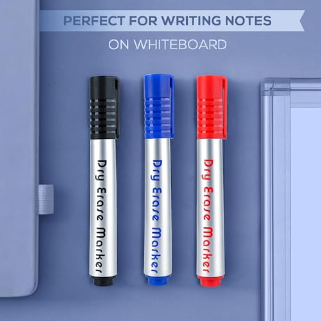 maxtek Whiteboard Pens Markers, 3 Assorted Colours Black Blue Red Dry Erase Pens, Bullet Tip White Board Markers Erasable, Dry Wipe Pens for Office, Schools, Home