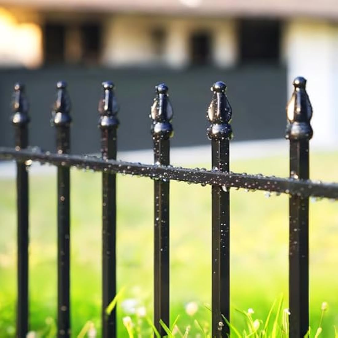 Thealyn Metal Garden Fence Decorative Fence 91cm High x 71cm Wide (5 Panels, Total Length 3.5m) No Dig Border Dog Landscape Fencing for Flower Bed, Yard, Animal Barrier, Black