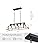 WUZUPS 5-Light Metal Chandelier Imitation Wood Grain Linear Pendant Ceiling Lighting Rustic Farmhouse Fixture Kitchen Island Dining Room, E27 Base, Black& Antique White