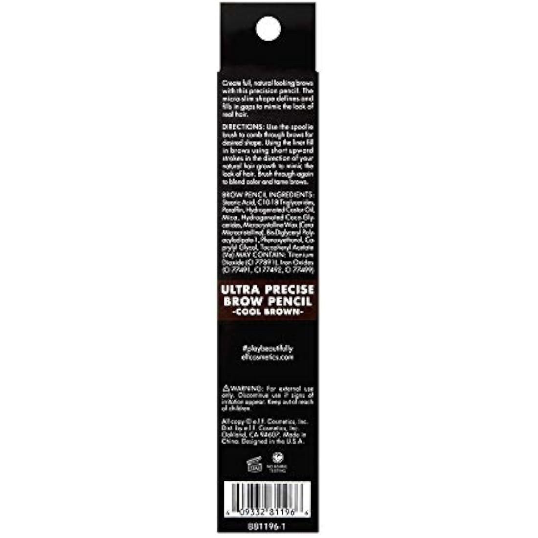 e.l.f. Ultra Precise Brow Pencil, Creamy, Micro-Slim, Precise, Defines, Creates Full, Natural-Looking Brows, Tames and Combs Brow Hair, Cool Brown 0.05g