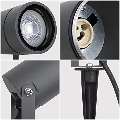 DAWALIGHT Landscape Lights Outdoor 4 Pcs, GU10 Spike Lights Outdoor for Garden Path Patio Exterior Outside Backyard Lawn Walkway, Adjustable IP65 Aluminum Spotlight with IP68 Connector, Dark Grey