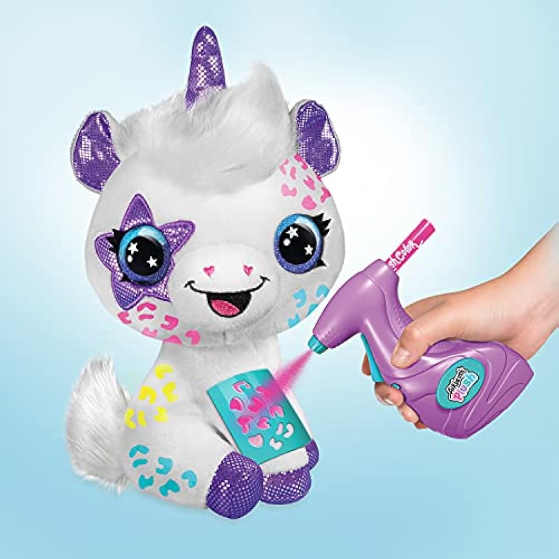Canal Toys - Unicorn to Customise Airbrush Plush – Soft Toy Spray Art with Felt-Tip Pens and Stencils – 6 Years and Above – OFG 228