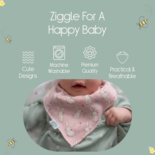 Ziggle - Bandana Dribble Bibs - Cotton Front Baby Bibs Newborn to 24 Months - Newborn Baby Gifts - Bibs For Comfortable Kids