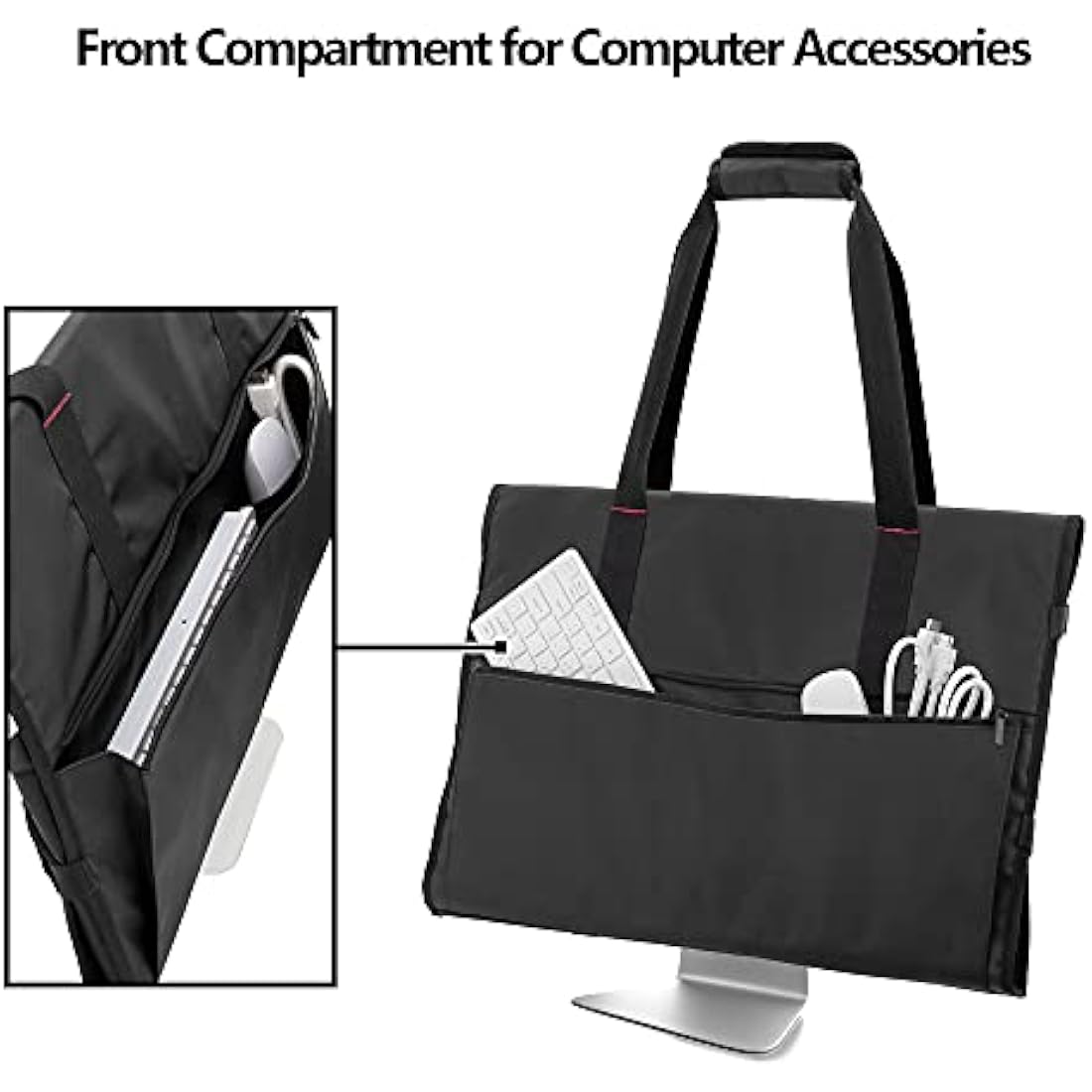 Trunab Monitor Carry Case Compatible with iMac 21.5" Desktop Computer/24’’ iMac /24’’ Monitors, Protective Monitor Dust Cover for iMac Screen and Accessories, Black - Patented Design