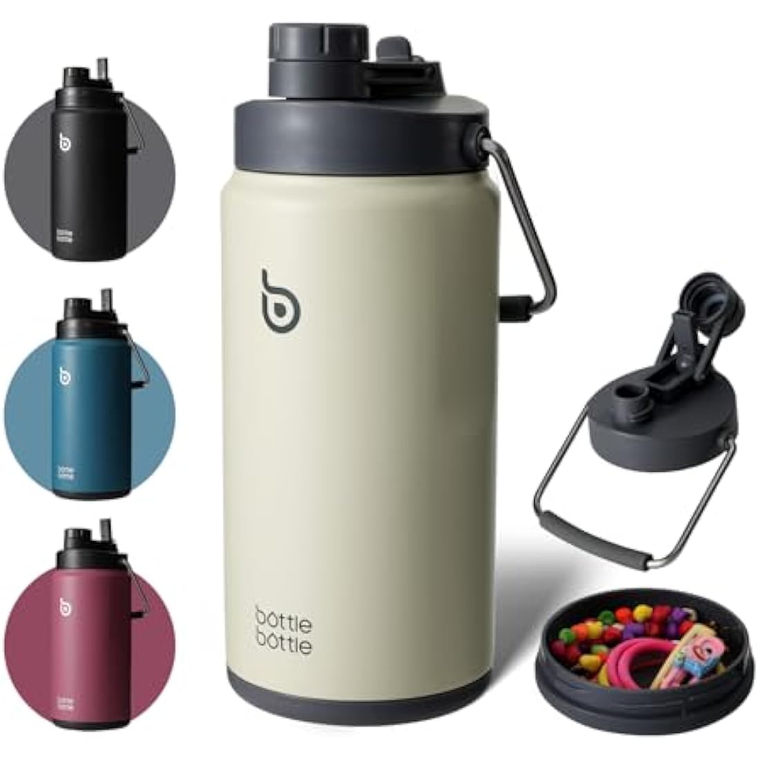 Bottle Bottle Insulated Water Bottle 2L with Straw and Dual-use Lid Half Gallon Water Jug Vacuum Stainless Steel for Workout and Sports Insulated Beer Growler with Handle(Gray)