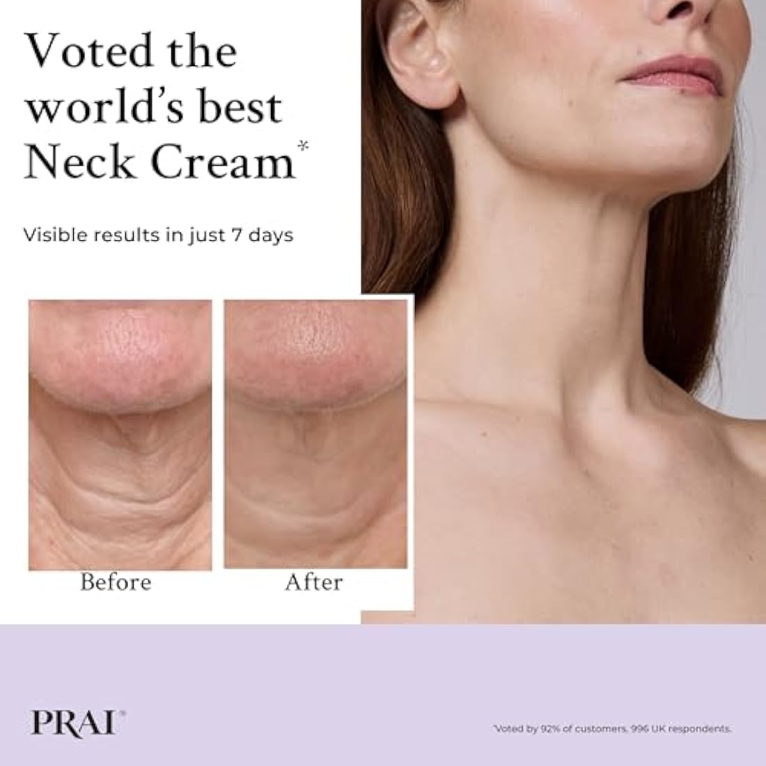 PRAI Ageless Throat & Decolletage Creme 50ml - Anti-Ageing, Collagen Boosting Skincare Cream - Tightens & Firms Skin, Reduces Wrinkles - Luxury Neck Moisturiser With Hyaluronic Acid - 7 Day Results