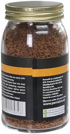 Percol - Smooth Colombian Instant Coffee (6x100g), 100% Hand-Picked Colombian Arabica, Freeze Dried, Light & Fruity Citrus Notes, Strength 3, Sustainable, Metal Lid, Recyclable, Rainforest Alliance