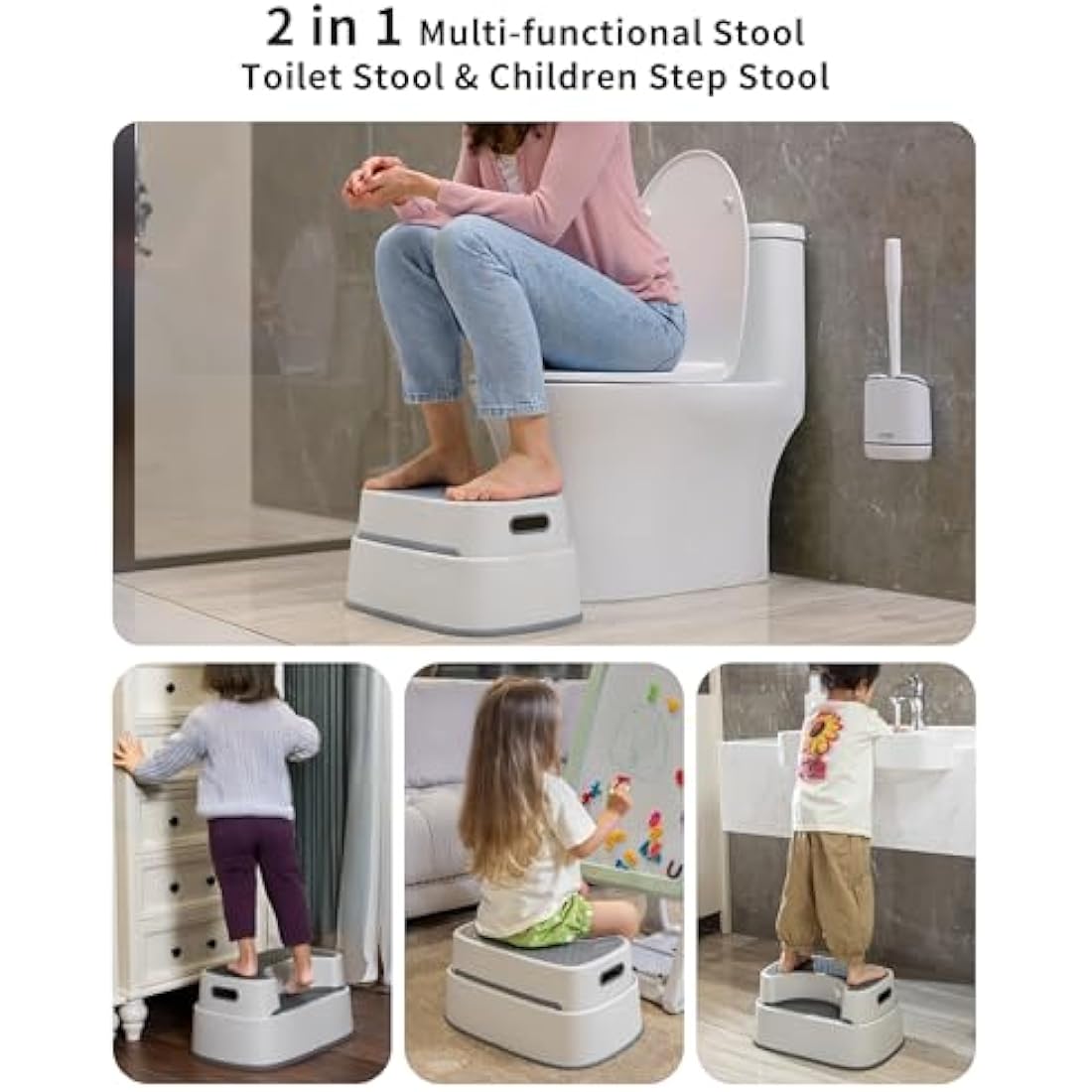 MR.SIGA Toilet Stool Squat Adult, Bathroom Stool Heavy Duty, Anti Slip Toilet Step for Bathroom, Toddler Step for Kids
