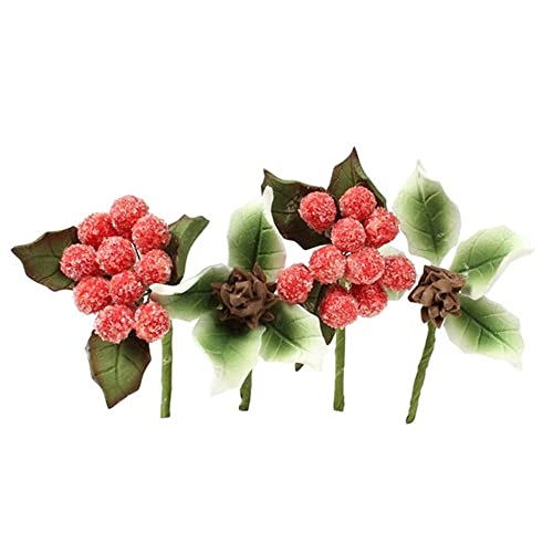 House of Cake Frosted Berry and Pine Cone Mini Sprays, Festive Cake Topper for Christmas Bakes and Winter Weddings - 4 piece set
