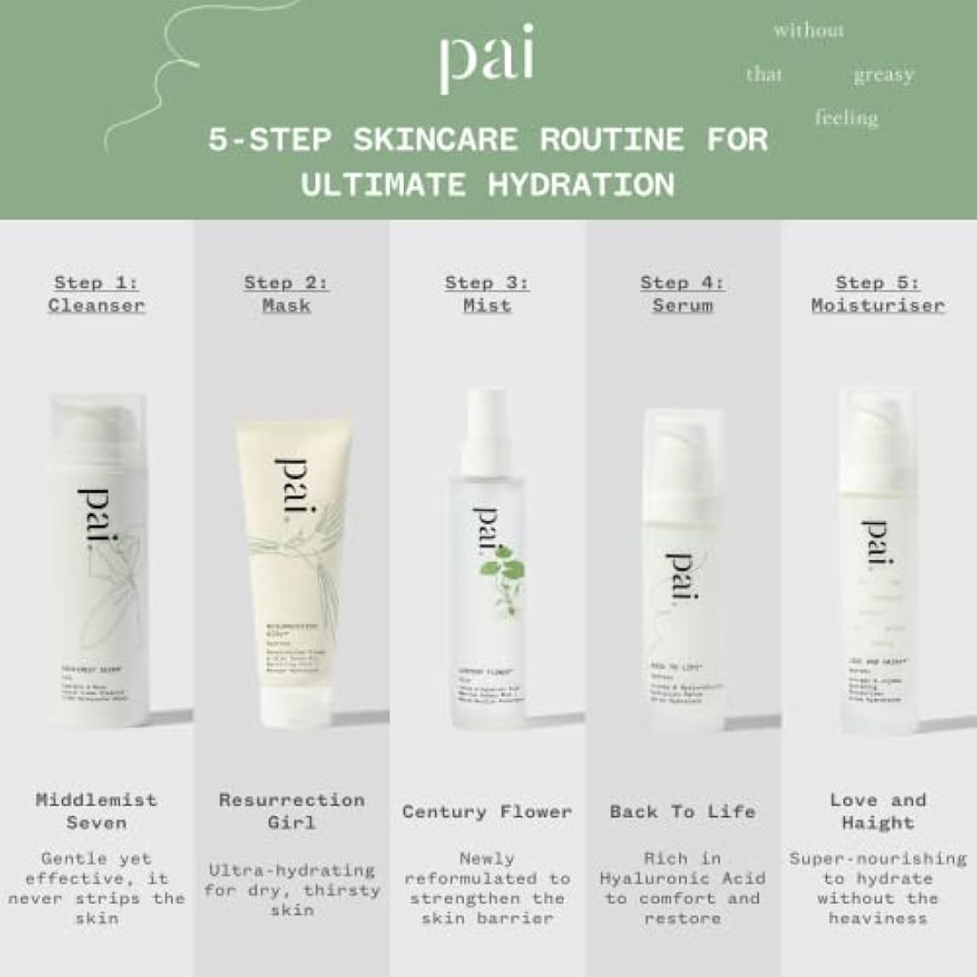 Pai Skincare Love and Haight Face Moisturiser 50ml, for Dry & Dehydrated Skin, Hydrating Face Cream with Avocado & Jojoba, Vegan Moisturiser with Jasmine & May Chang Scent