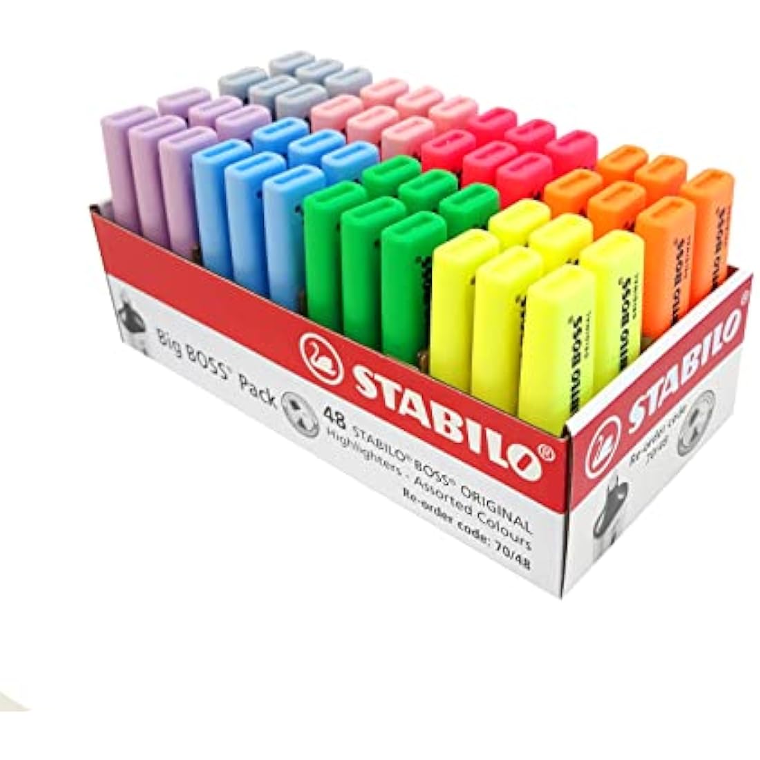 STABILO BOSS ORIGINAL - Highlighter - Pack of 48 - with 4 Neon Colours and 4 Pastel Colours