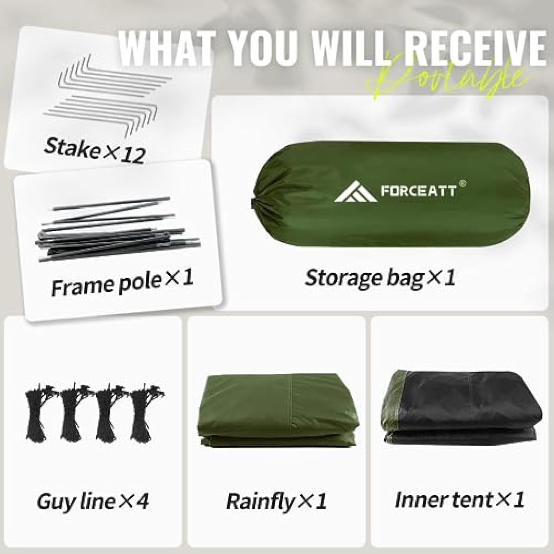 Forceatt Camping Tent,2-3 Man Tent for Outdoor PU3000mm Waterproof Tent Lightweight & Portable easy set up for Hiking Backping Eurohike