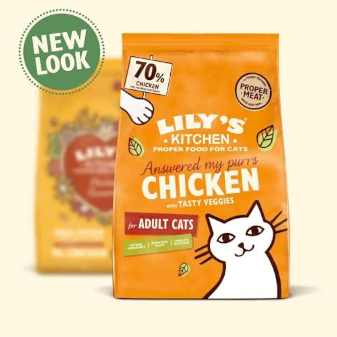 Lily's Kitchen Made with Natural Ingredients Adult Dry Cat Food Bag Chicken with Veggies Grain-Free Recipe 4 x 800g