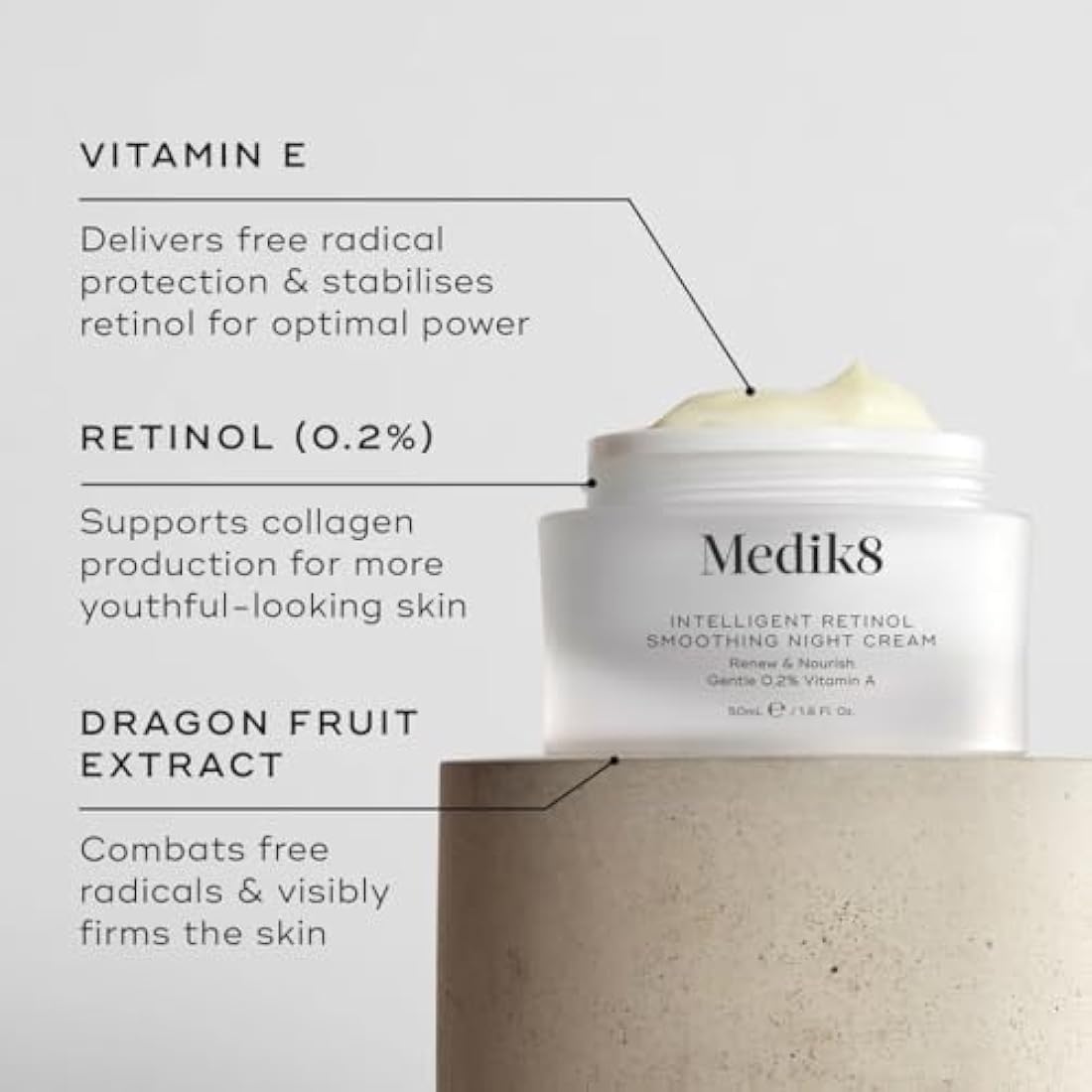 Medik8 Intelligent Retinol Smoothing Night Cream - Renew & Nourish Gentle 0.2% Vitamin A - 50ml