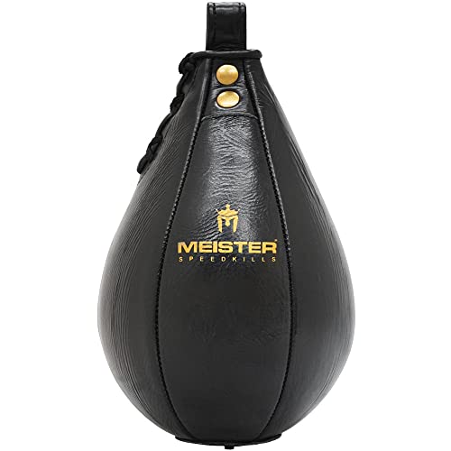 Meister SpeedKills Leather Speed Bag with Lightweight Latex Pocket - Black, Medium 9.5" x 6"