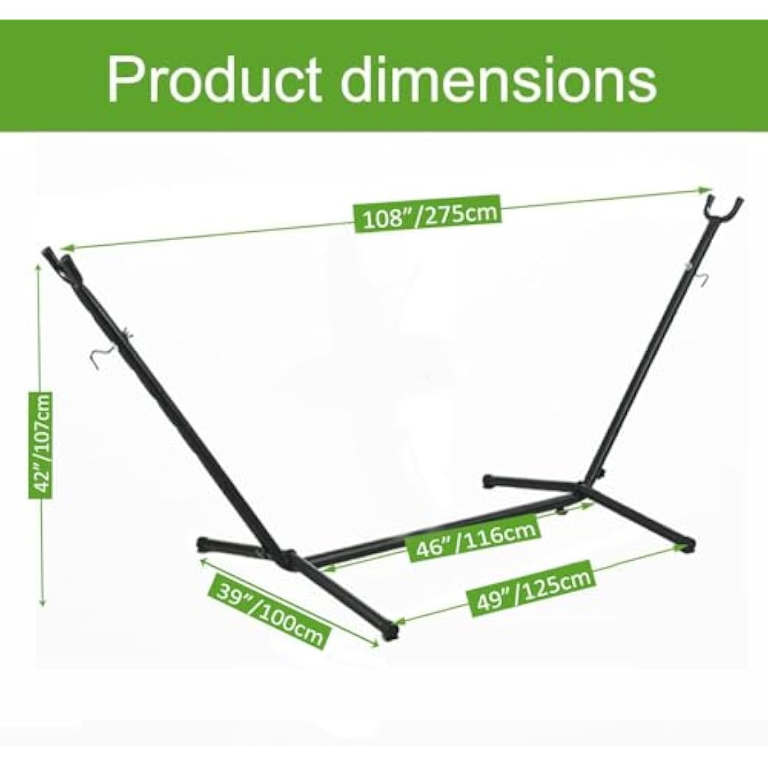 Goutime Portable Hammock Stand with Carry Bag, Fits Hammocks 9 Feet Long,550lb Capacity Black,Hanging Chair Stand,frame stand,for String-style, Brazilian-style, Flat-style【 Not